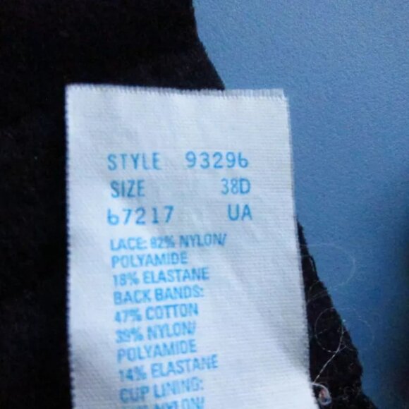 Vintage VON RAALTE Black Unlined Sheer Lace Underwire Bra size 38D - Picture 4 of 4